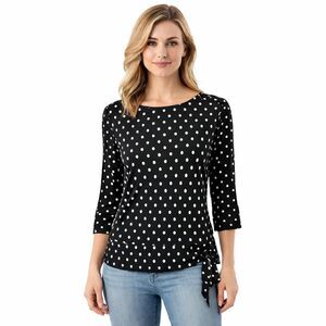 Chico's Top Size 1 (8) Black & White Polka Dot